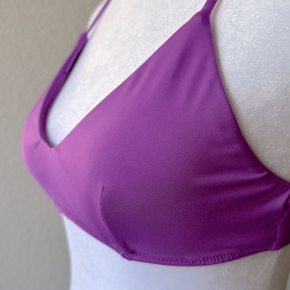Bright Purple Criss Cross Back String Bikini Top Size Medium - Picture 2 of 4